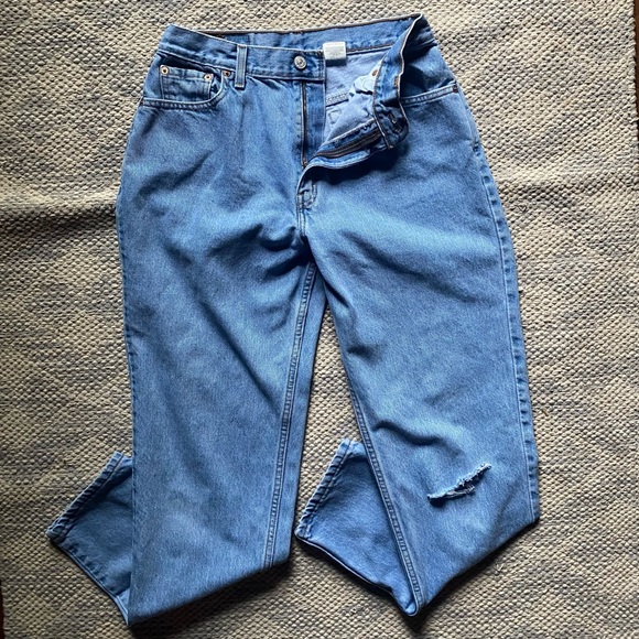 Vintage 90s Style Levis Red Tag 550s Distressed High Waisted Denim Blue Jeans - Picture 5 of 8